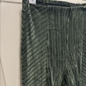 Free People Green Velvet Striped Flare Pants